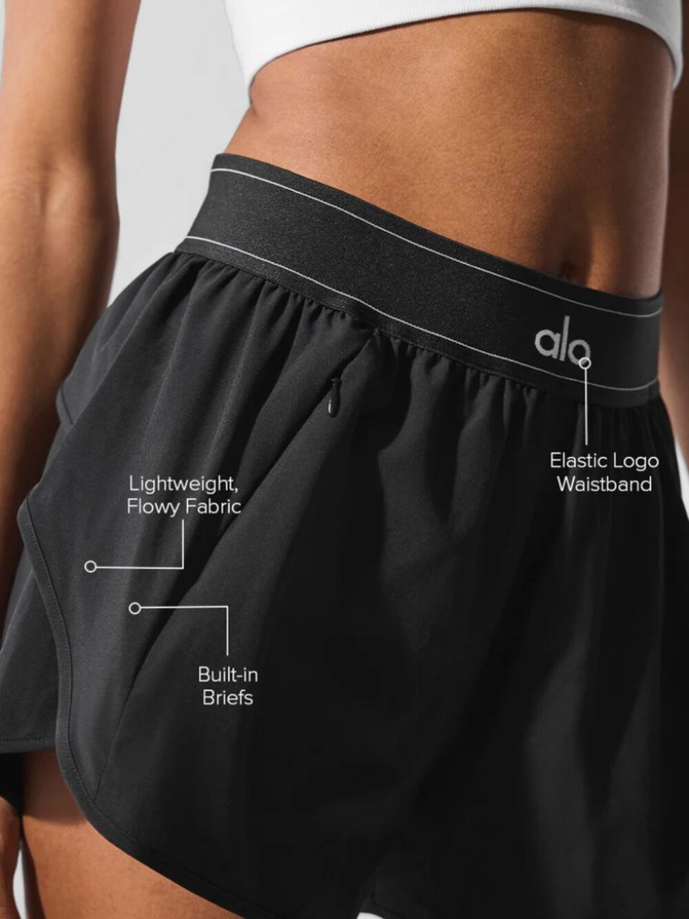 Alo Yoga Black Athletic NWT Shorts😎Tenniscore/Vacation Outfit/Minimal Wardrobe - Picture 8 of 8